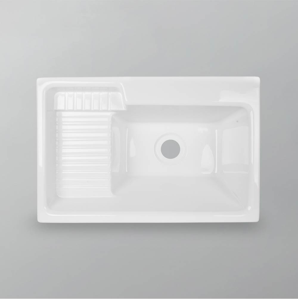 Acritec Sink - Acrylic - Europa Deluxe Laundry Sink - Single Bowl - Wht -3 Holes 8''C