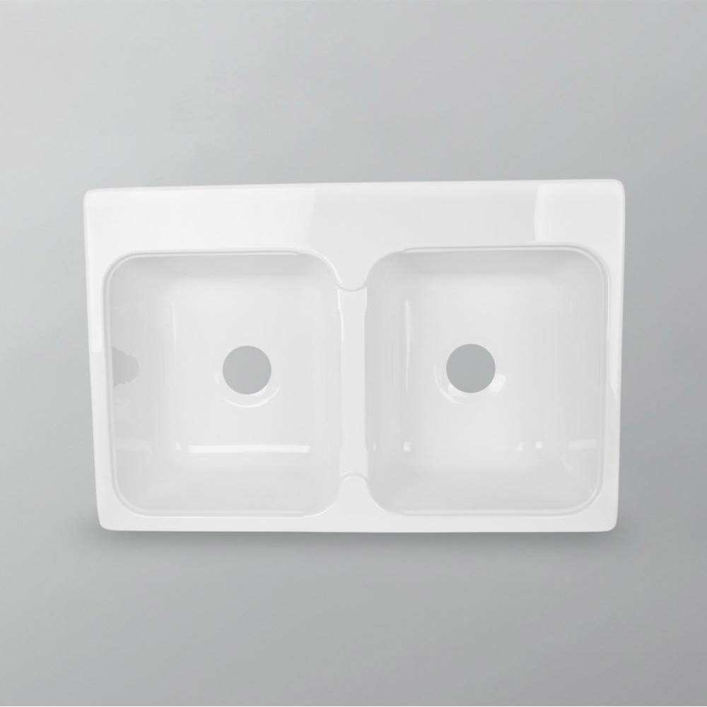 Acritec Sink - Acrylic - Dynasty Kitchen Sink - Double Bowl - Wht -3 Holes 8''C