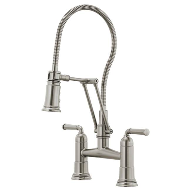 Brizo Canada Two Handle Articulating Bridge Faucet With Finished Hose