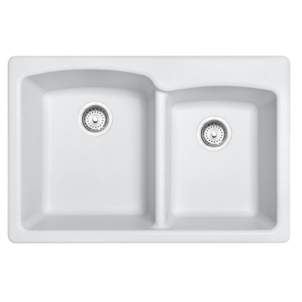 Franke Residential Canada Ellipse 33.0-in. x 22.0-in. Polar White Granite Dual Mount Double Bowl Kitchen Sink - EOPW33229-1-CA