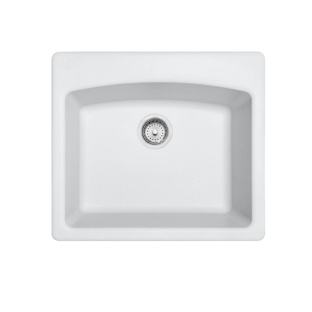 Franke Residential Canada Ellipse 25.0-in. x 22.0-in. Polar White Granite Dual Mount Single Bowl Kitchen Sink - ESPW25229-1-CA
