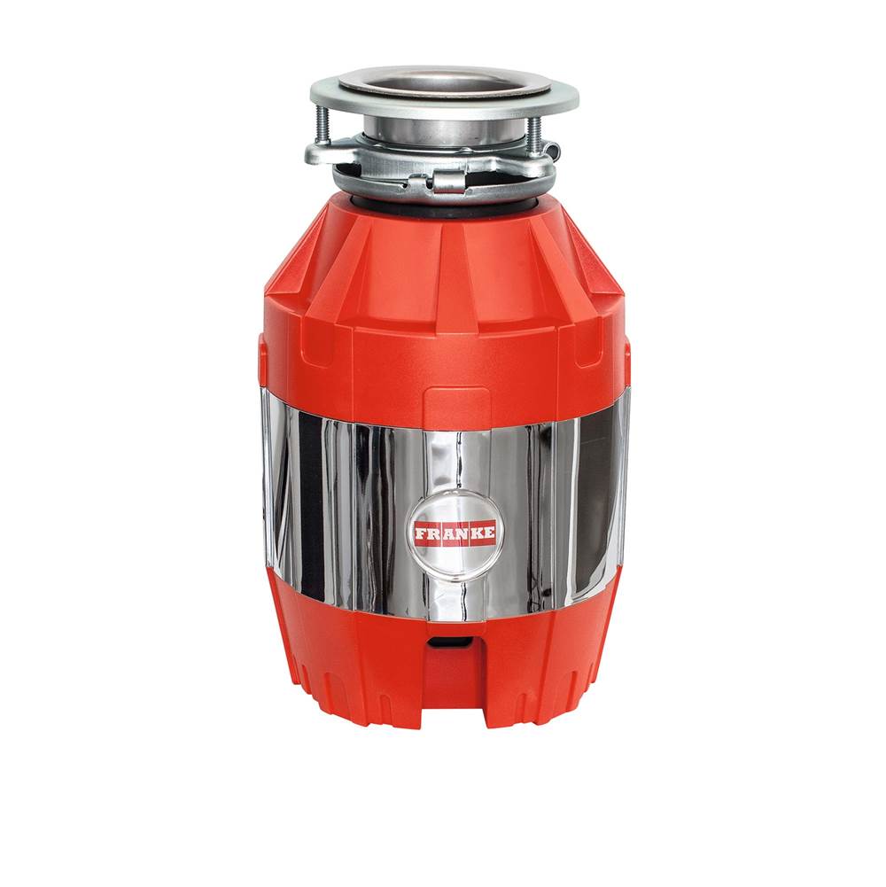 Franke Residential Canada 1/2 Horse Power Quiet Continuous Feed Waste Disposer Torque Master 2600 RPM Jam-Resistant DC Motor in Red/Chrome, FWDJ50