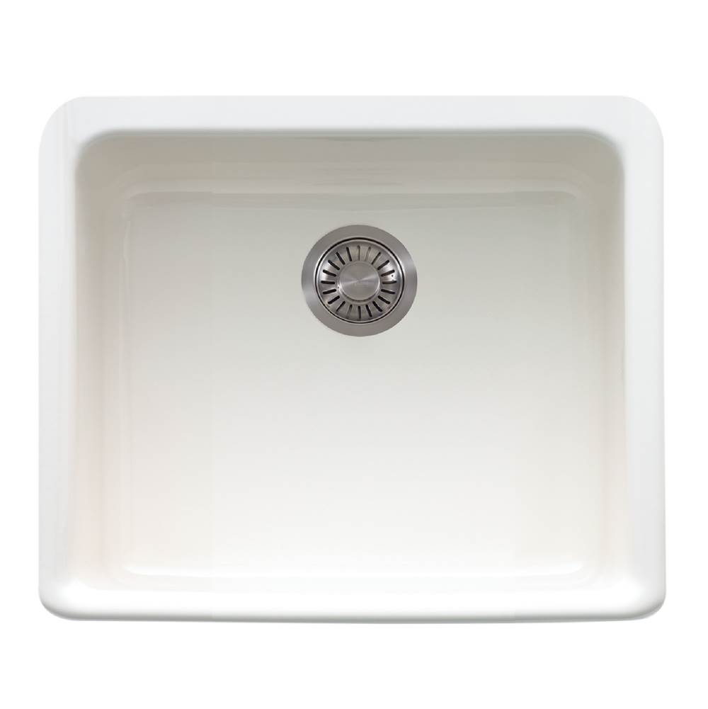 Franke Residential Canada Manor House 19.5-in. x 16.0-in. White Apron Front Single Bowl Fireclay Kitchen Sink - MHK110-20WH