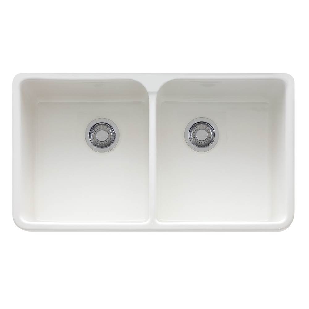 Franke Residential Canada Manor House 35.5-in. x 21.62-in. White Apron Front Double Bowl Fireclay Kitchen Sink - MHK720-35WH