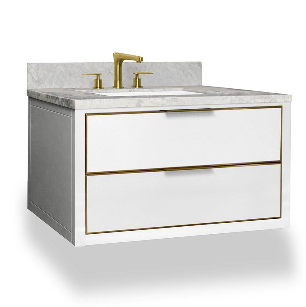 Icera Muse Wallhung Vanity 36-in, Navy Blue with Satin Brass