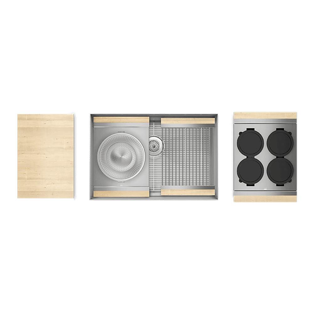 Home Refinements by Julien Smartstation Kit, Undermount Sink, Walnut Acc, Dbl L18X18X10 R12X18X10