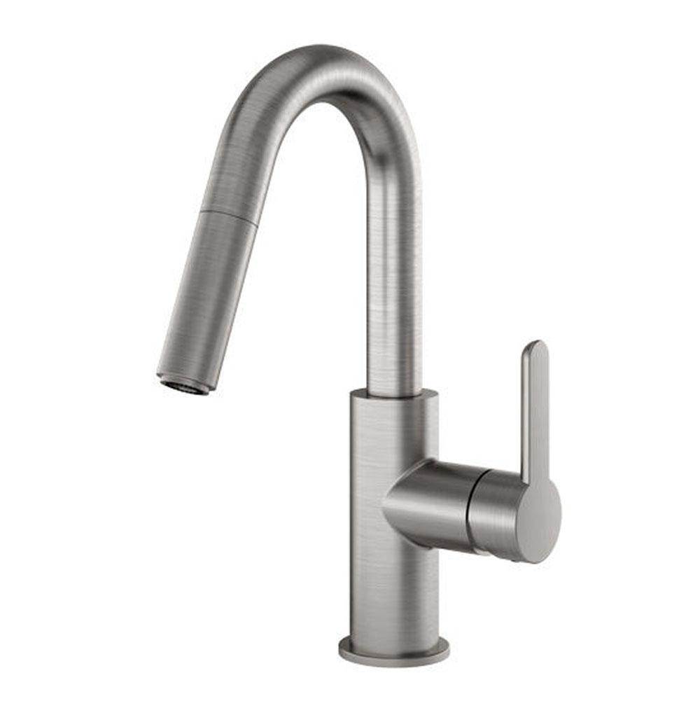 Home Refinements by Julien Pull-down bar faucet Apex prep, brushed nickel