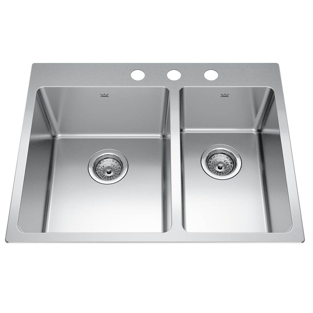 Kindred Canada Brookmore 27-in LR x 20.9-in FB Drop in Double Bowl Stainless Steel Kitchen Sink