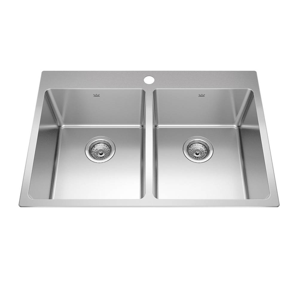 Kindred Canada Brookmore 31-in LR x 20.9-in FB Drop in Double Bowl Stainless Steel Kitchen Sink