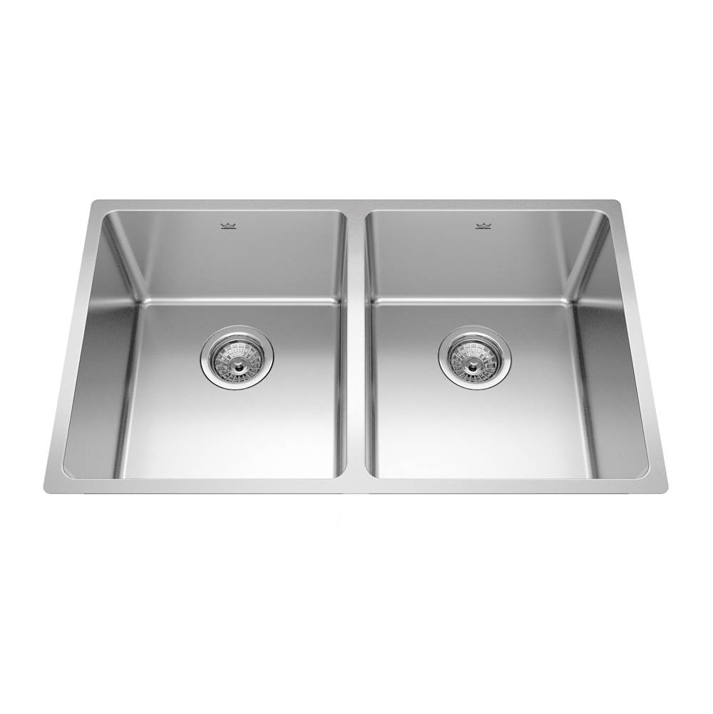 Kindred Canada Brookmore 12.1-in LR x 18.2-in FB Undermount Double Bowl Stainless Steel Kitchen Sink