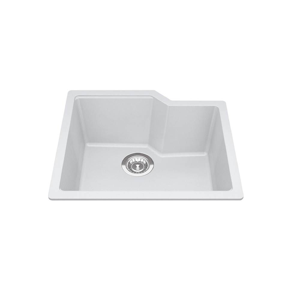 Kindred Canada Granite Series 22.06-in LR x 19.69-in FB Undermount Single Bowl Granite Kitchen Sink in Polar White