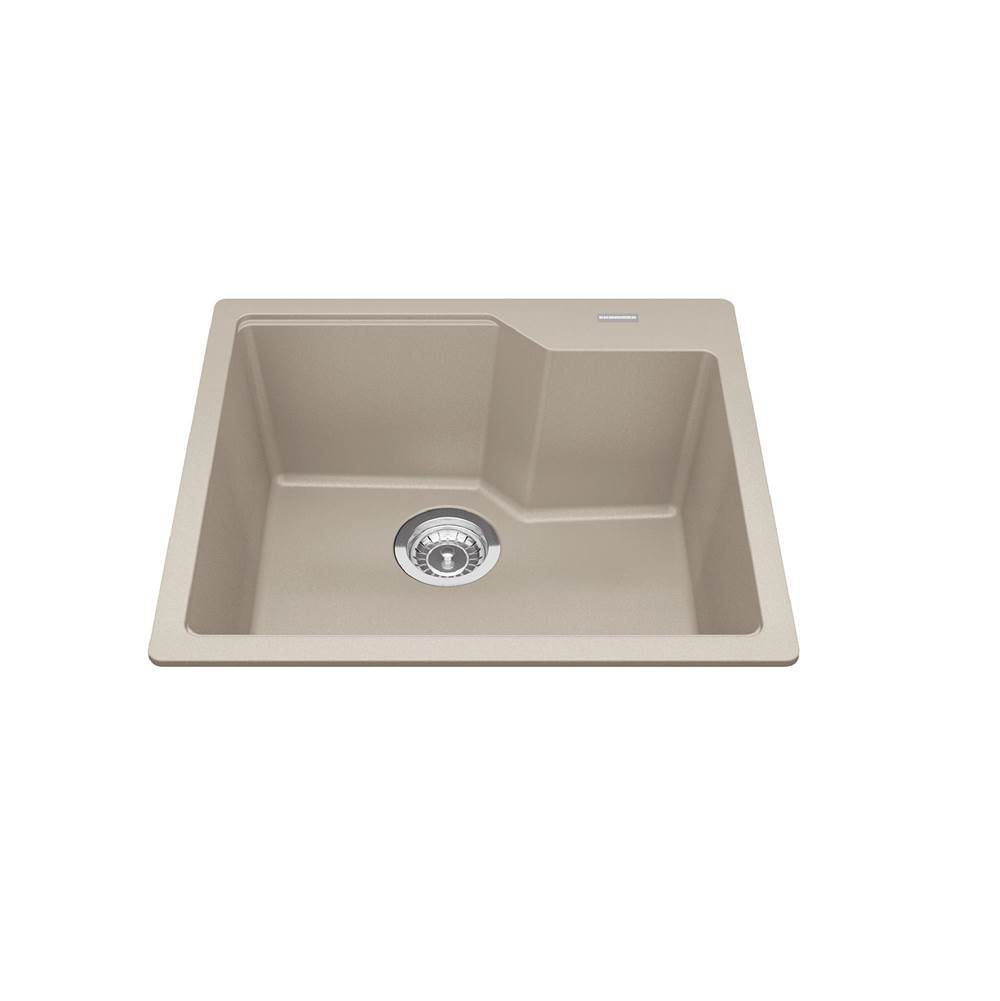 Kindred Canada Granite Series 22.06-in LR x 19.69-in FB Drop In Single Bowl Granite Kitchen Sink in Champagne