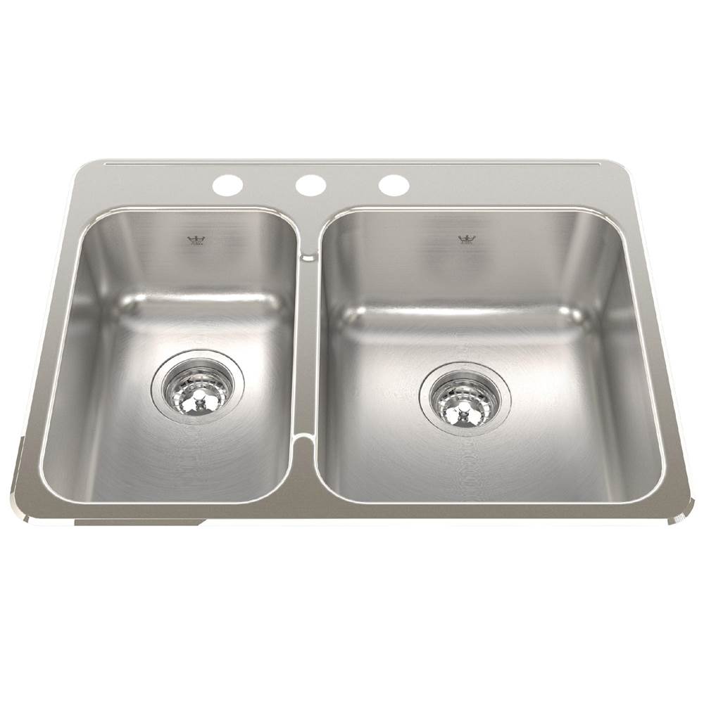 Kindred Canada Steel Queen 27.25-in LR x 20.56-in FB Drop In Double Bowl 3-Hole Stainless Steel Kitchen Sink