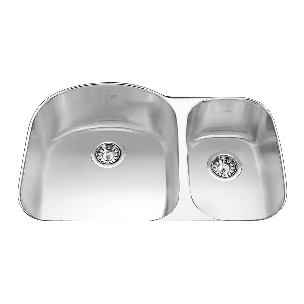 Kindred Canada Steel Queen 31.5-in LR x 20.6-in FB Undermount Double Bowl Stainless Steel Kitchen Sink