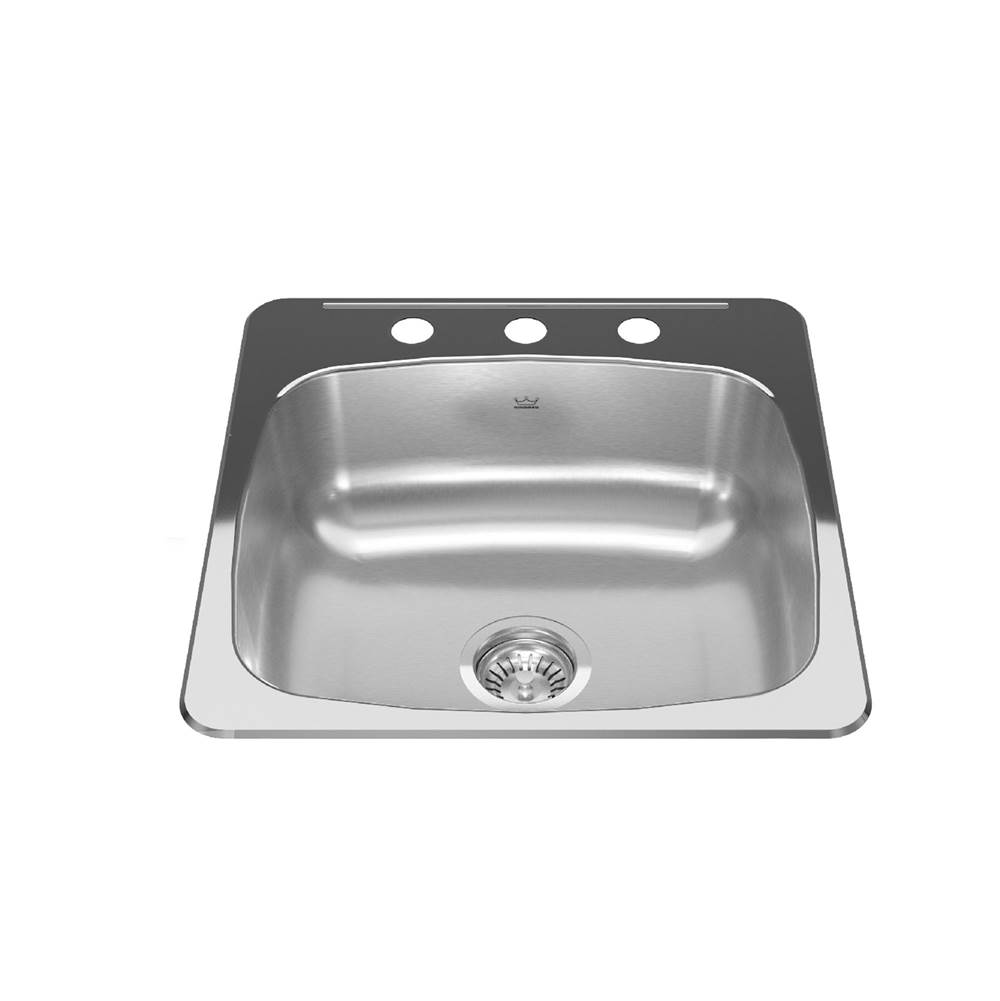 Kindred Canada Reginox 20.13-in LR x 20.56-in FB Drop In Single Bowl 3-Hole Stainless Steel Kitchen Sink