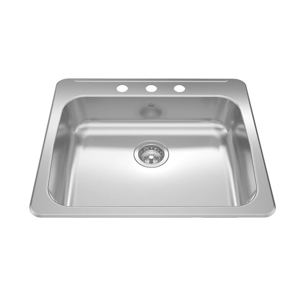Kindred Canada Reginox 25.62-in LR x 22-in FB Drop In Single Bowl 3-Hole Stainless Steel Kitchen Sink