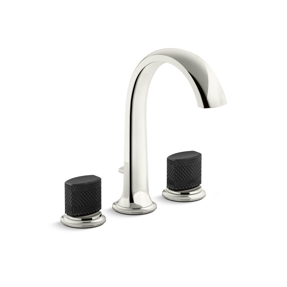 Kallista Script® Deck-Mount Bath Faucet W/ Diverter, Black Porcelain Handles
