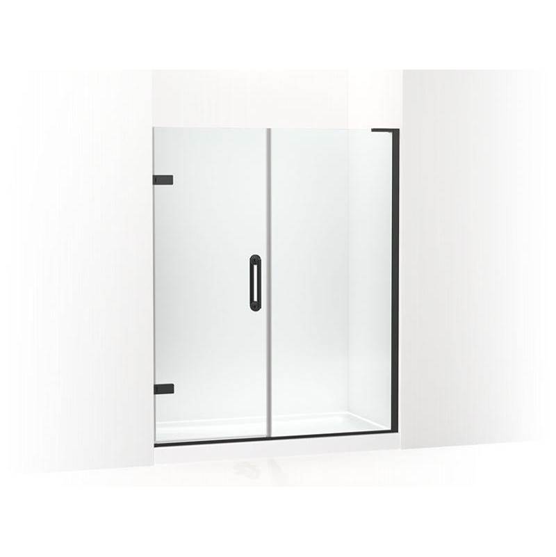Kohler Components™ Frameless pivot shower door, 71-3/4'' H x 57-1/4 - 58'' W, with 3/8'' thick Crystal Clear glass