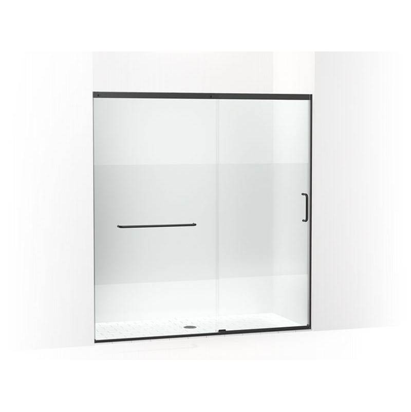 Kohler Elate™ Tall Sliding shower door, 75-1/2'' H x 68-1/4 - 71-5/8'' W, with heavy 5/16'' thick Crystal Clear glass with privacy band