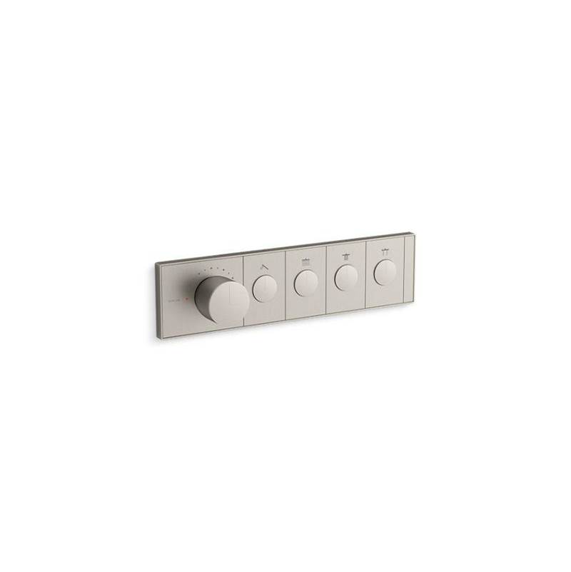 Kohler Anthem™ Four-outlet thermostatic valve control panel with recessed push-buttons