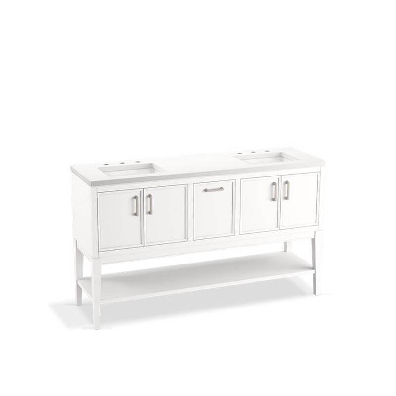 Kohler Winnow® 60'' bathroom vanity cabinet with sinks and quartz top