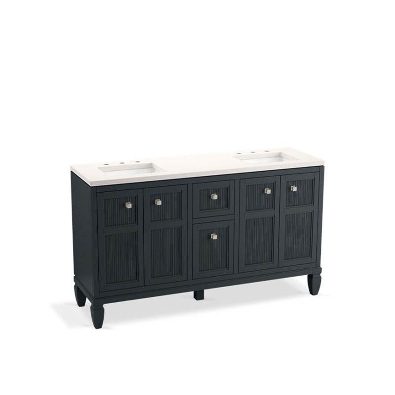 Kohler Hearthaven® 60'' bathroom vanity cabinet with sinks and quartz top