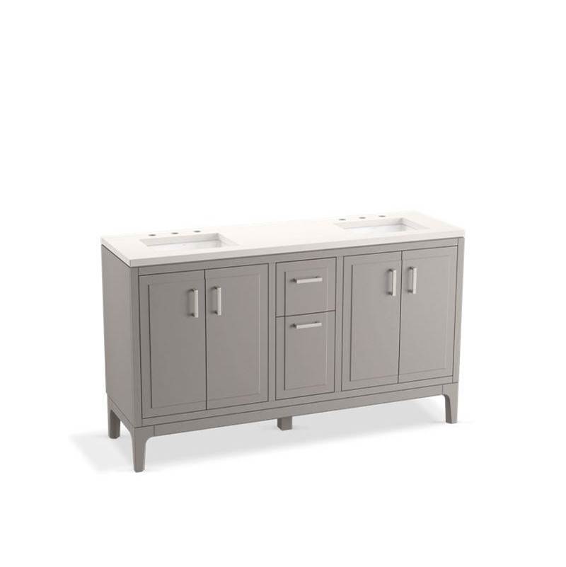 Kohler Seer® 60'' bathroom vanity cabinet with sinks and quartz top