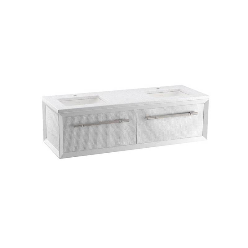 Kohler Enivo® 60'' wall-hung bathroom vanity cabinet with sinks and quartz top