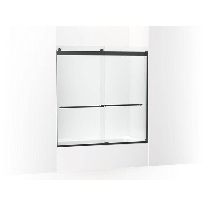 Kohler Levity® Plus Frameless sliding bath door, 61-9/16'' H x 56-5/8 - 59-5/8'' W, with 5/16''-thick Crystal Clear glass