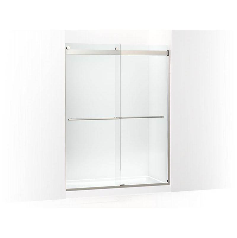 Kohler Levity® Plus Frameless sliding shower door, 77-9/16'' H x 56-5/8 - 59-5/8'' W, with 5/16''-thick Crystal Clear glass