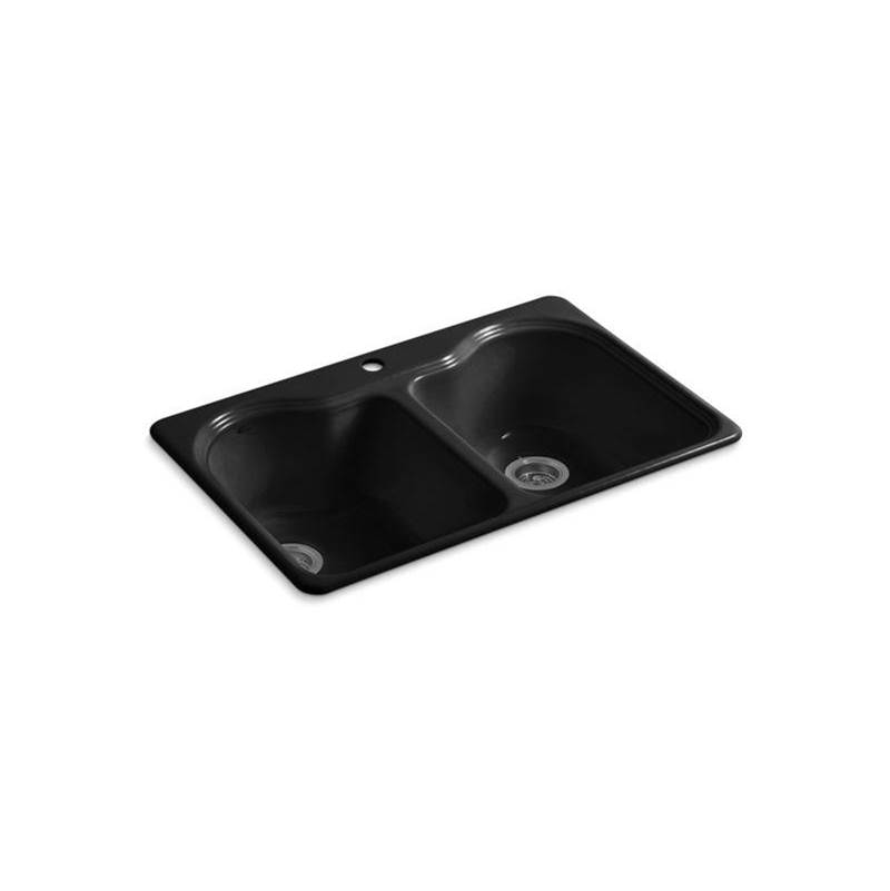 Kohler Hartland® 33'' x 22'' x 9-5/8'' top-mount double-equal kitchen sink with single faucet hole