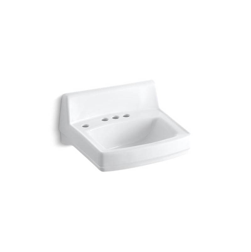 Kohler Greenwich™ 20-3/4'' x 18-1/4'' wall-mount/concealed arm carrier bathroom sink with 4'' centerset faucet holes, no overflow and left-hand soap dispenser hole