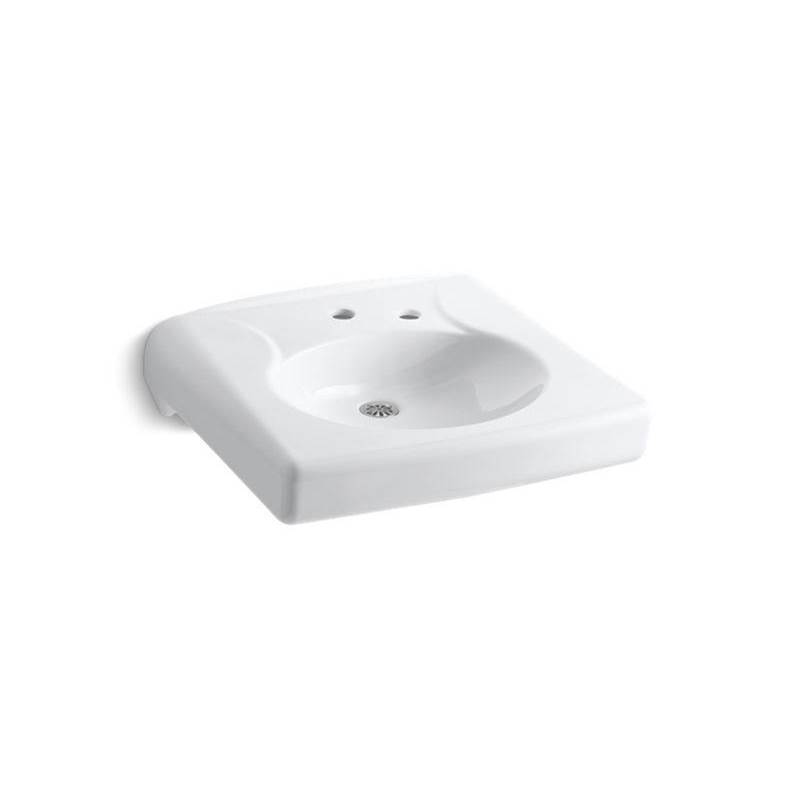 Kohler Brenham™ Wall-mount or concealed carrier arm mount commercial bathroom sink with single faucet hole, no overflow and right-hand soap dispenser hole