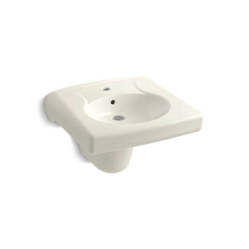 Kohler Brenham™ Wall-mount or concealed carrier arm mount commercial bathroom sink and shroud with single faucet hole