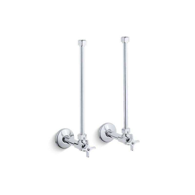 Kohler Pair 1/2'' NPT angle supplies with stop, cross handle and annealed vertical tube