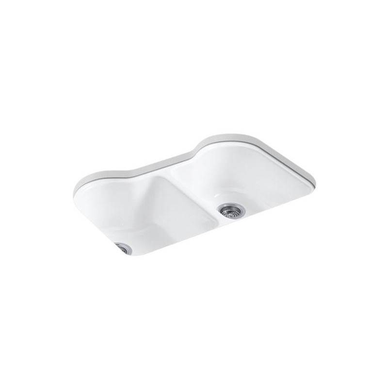 Kohler Hartland® 33'' x 22'' x 9-5/8'' undermount double-equal kitchen sink with 5 faucet holes