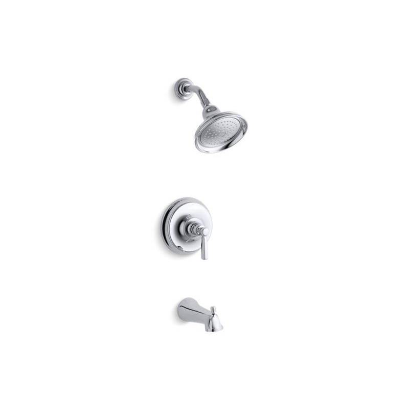 Kohler Bancroft® Rite-Temp® bath and shower valve trim with metal lever handle, slip-fit spout and 2.5 gpm showerhead