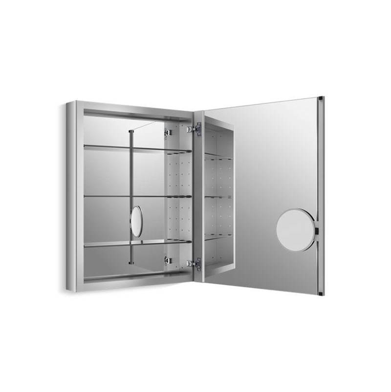 Kohler Verdera® 24'' W x 30'' H aluminum medicine cabinet with adjustable magnifying mirror and slow-close door