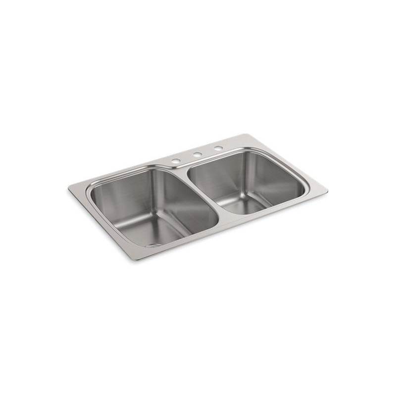 Kohler Verse™ 33'' x 22'' x 9-1/4'' top-mount/undermount double-bowl large/medium kitchen sink with 3 faucet holes