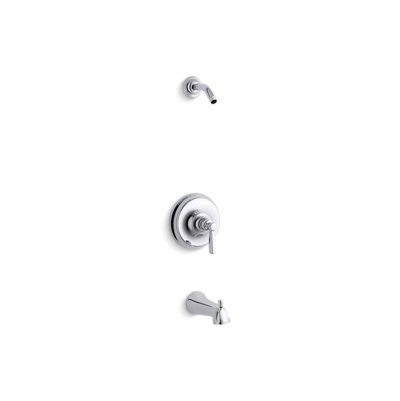 Kohler Bancroft® Rite-Temp® bath and shower valve trim with metal lever handle and slip-fit spout, less showerhead
