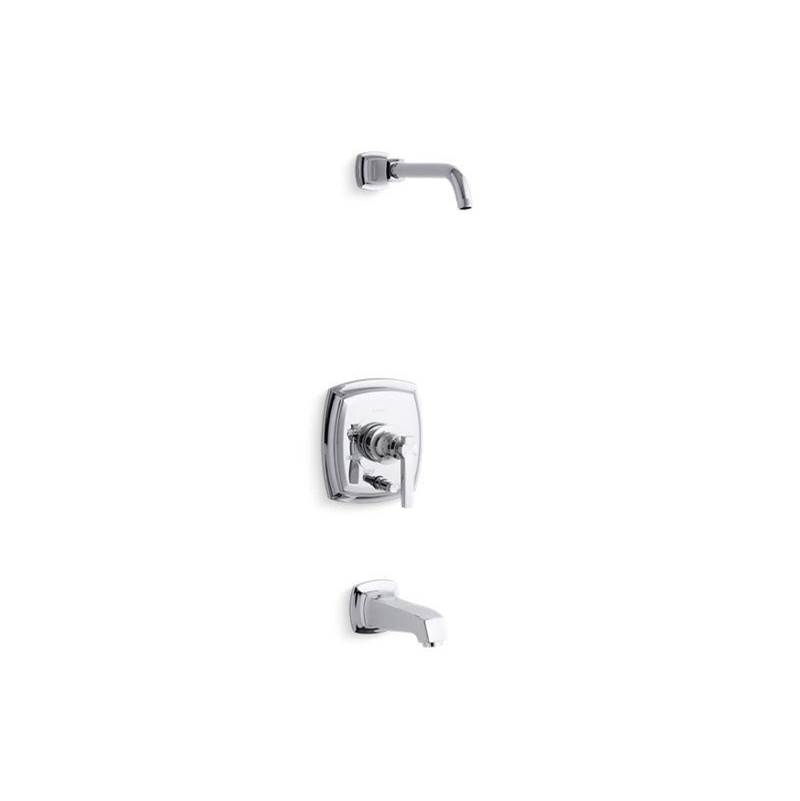 Kohler Margaux® Rite-Temp® bath and shower trim set with push-button diverter and lever handle, less showerhead