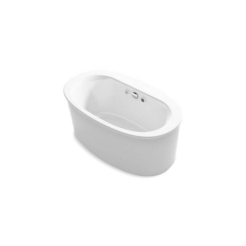 Kohler Sunstruck® 60-1/2'' x 34-1/2'' freestanding Heated BubbleMassage™ air bath with Bask® heated surface and straight shroud