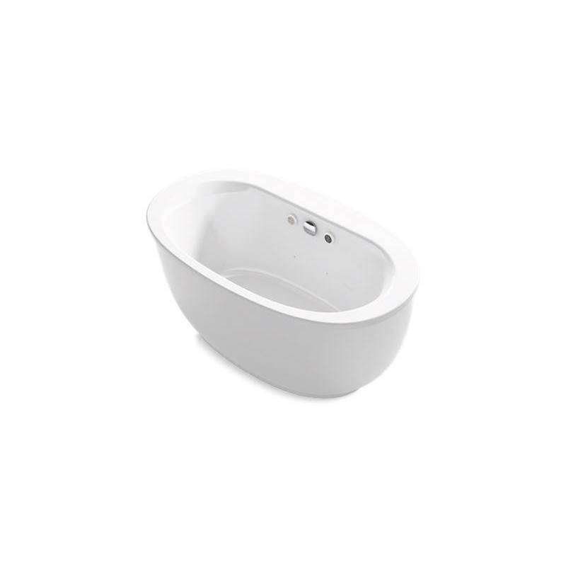 Kohler Sunstruck® 60-1/2'' x 34-1/2'' freestanding Heated BubbleMassage™ air bath with Bask® heated surface and fluted shroud