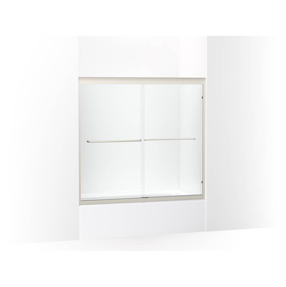 Kohler Fluence 54-5/8 - 59-5/8-in W X 55-1/2-in H Sliding Bath Door With 1/4-in Thick Falling Lines Glass