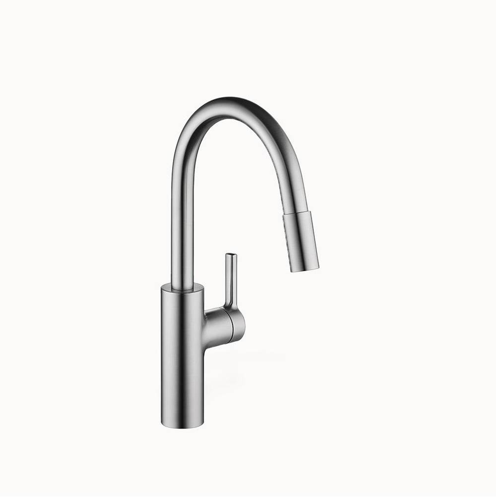 KWC Canada Luna E Single-hole Kitchen Faucet with pull-out Spray - High arc spout with Side Lever
