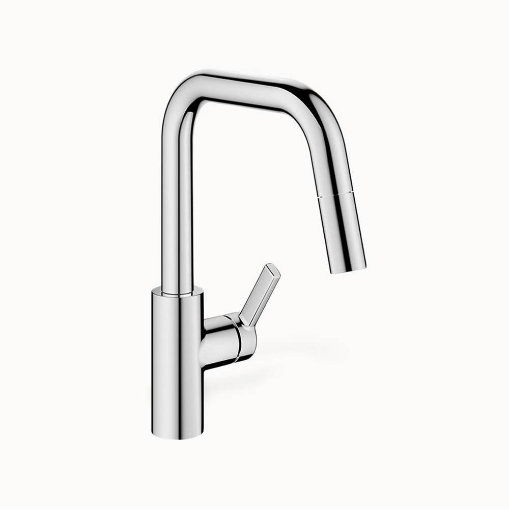 KWC Canada Luna E Single-hole Kitchen Faucet with pull-out Spray - Geometric spout with Side Lever