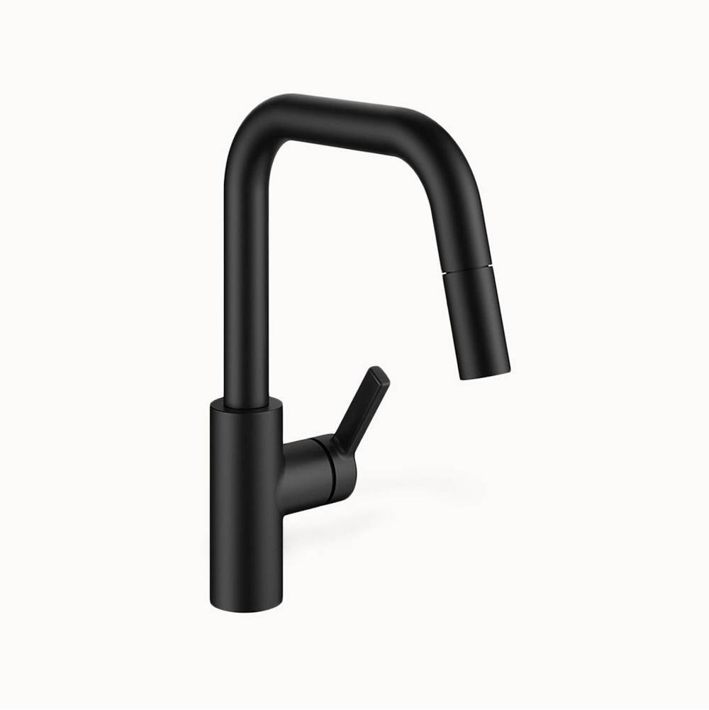 KWC Canada Luna E Single-hole Kitchen Faucet with pull-out Spray - Geometric spout with Side Lever