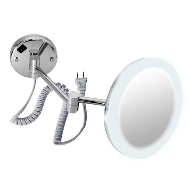 LaLoo Canada Acrylic Face Lit Magnification Mirror - 8'' Plug-In 5x Magnification - Chrome