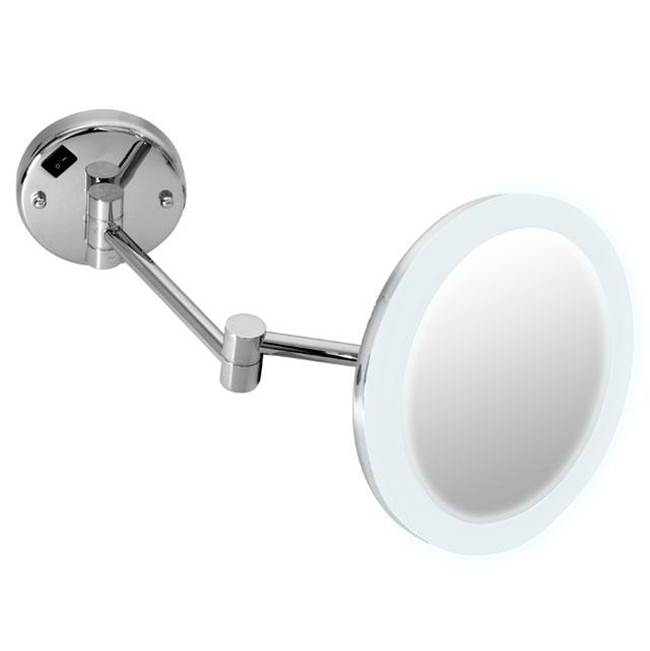 LaLoo Canada Acrylic Face Lit Magnification Mirror - 8'' Hardwire 5x Magnification - Chrome