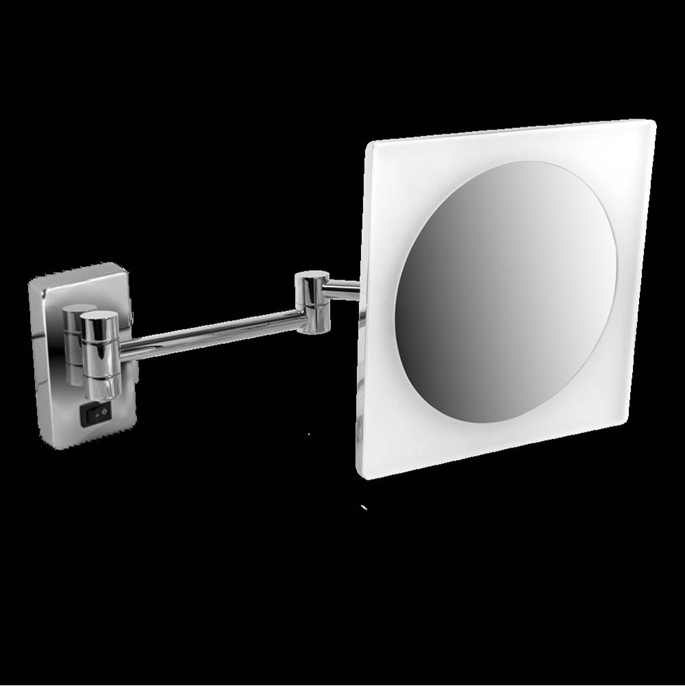 LaLoo Canada 8.5'' x 8.5'' Acrylic Trim Mirror - HARDWIRE LED - 5X Mag 6000K
